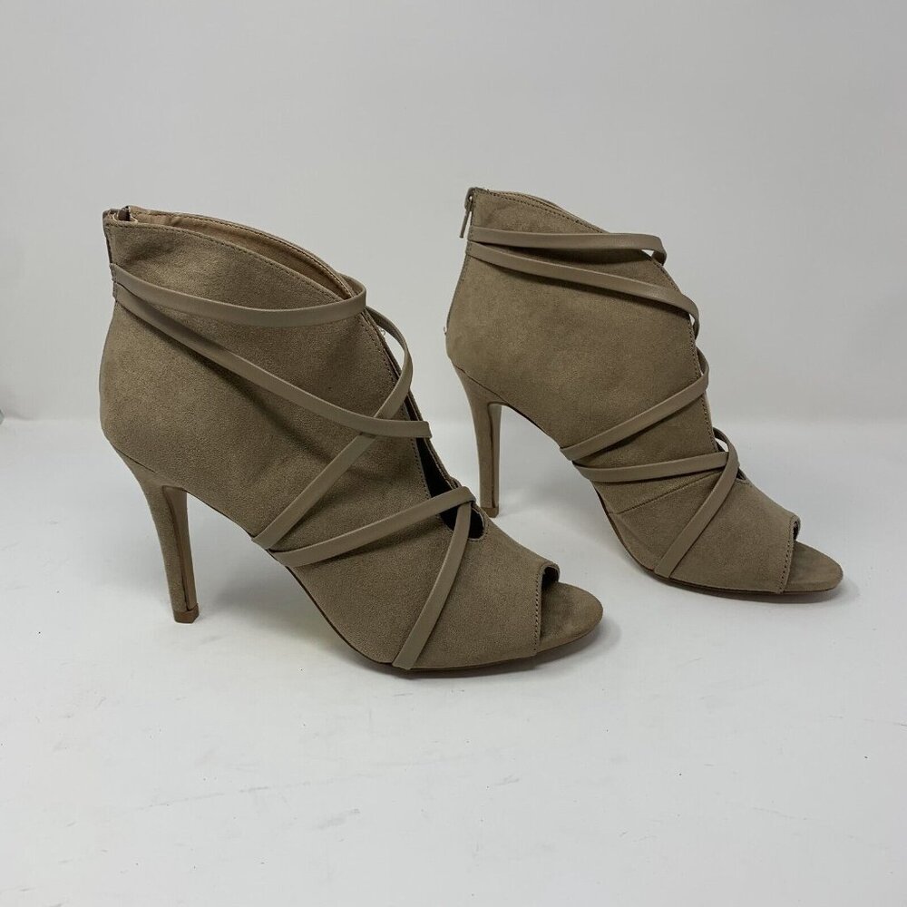 Journee Collection Samara Bootie Women's 8.5 Tan Strappy Peep Toe 8088